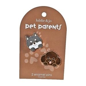 Pet Parents Dog and Cat Enamel Brooch Set‎ - Gray and Brown NWT